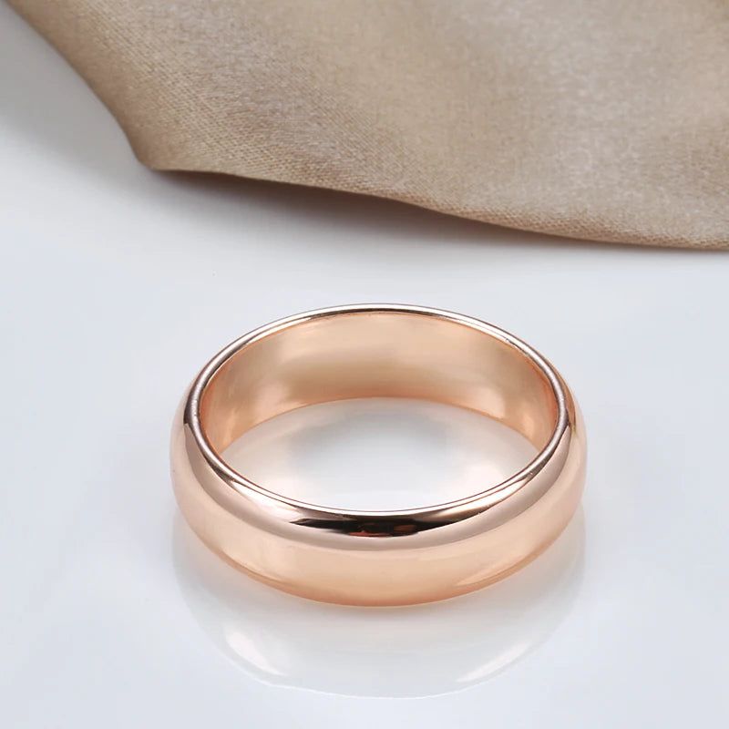 Sleek 585 Rose Gold Glossy Men's Round Ring - Premium Quality Fashion Jewelry