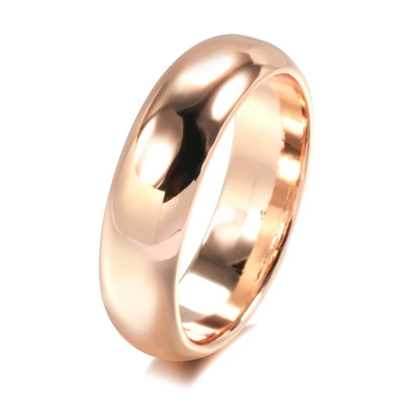 Sleek 585 Rose Gold Glossy Men's Round Ring - Premium Quality Fashion Jewelry