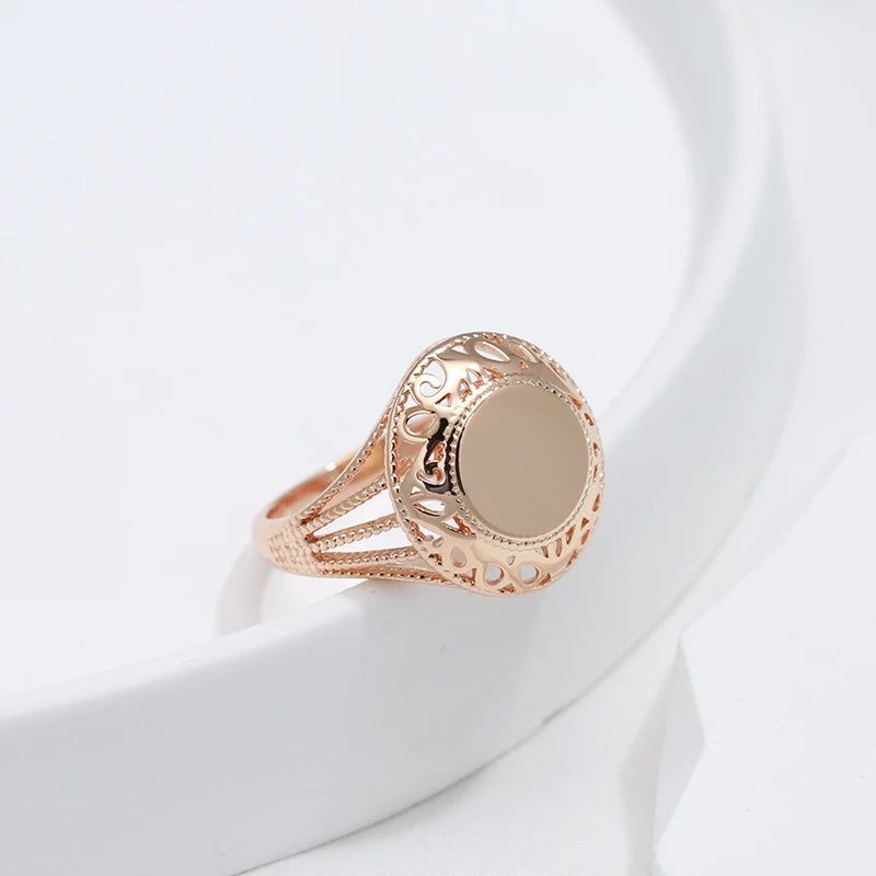 Sleek 585 Rose Gold Glossy Round Rings with Elegant Simplicity