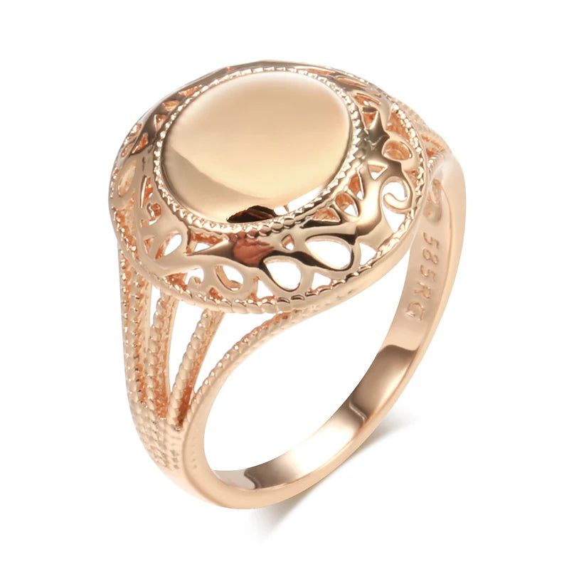 Sleek 585 Rose Gold Glossy Round Rings with Elegant Simplicity