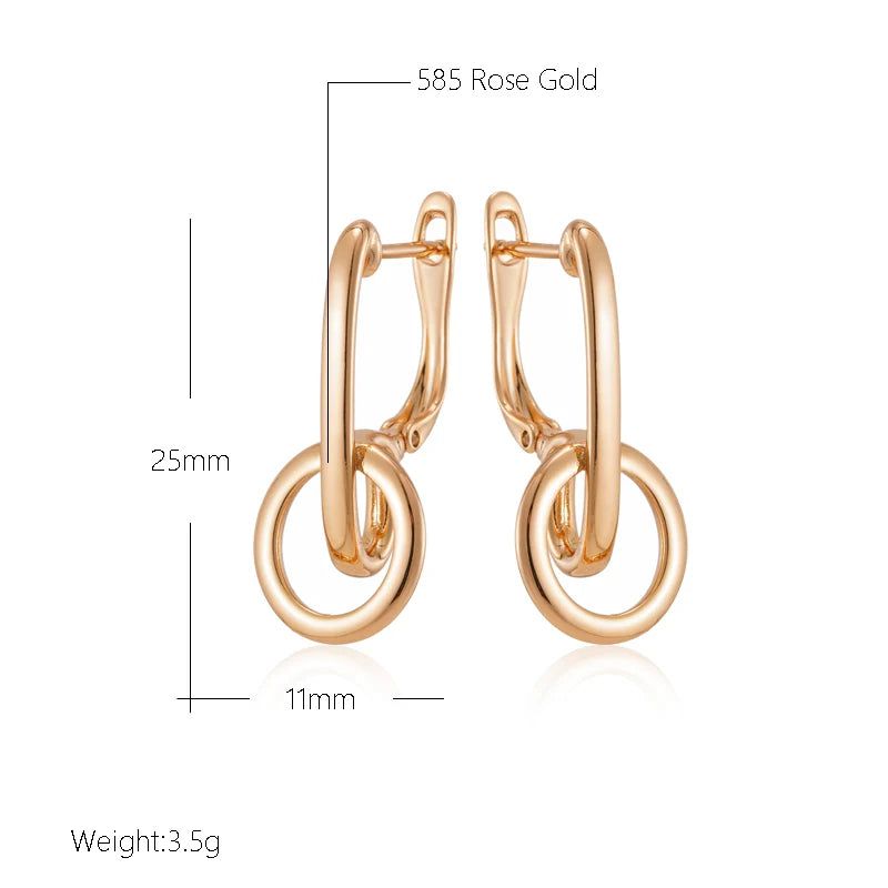 Sleek Geometric Rose Gold Dangle Earrings - Trendy High-Quality Jewelry for Every Occasion