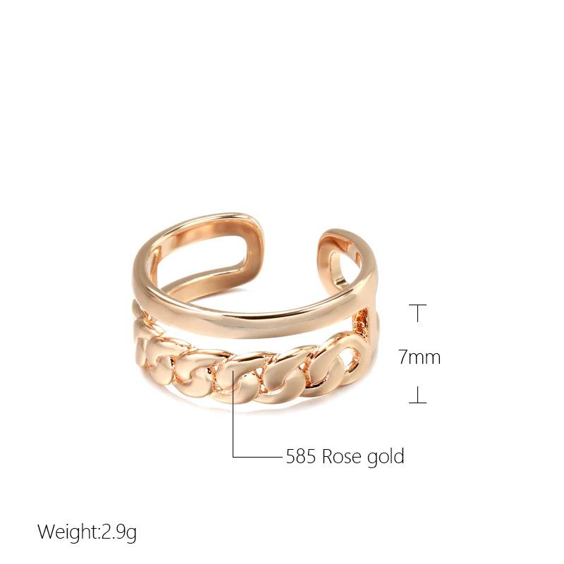 Sleek Minimalist Irregular Rose Gold Ring with Glossy Finish and Zircon Accent