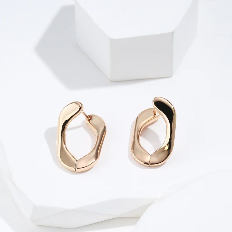 Sleek Rose Gold Geometric Dangle Earrings - Chic Minimalist Jewelry