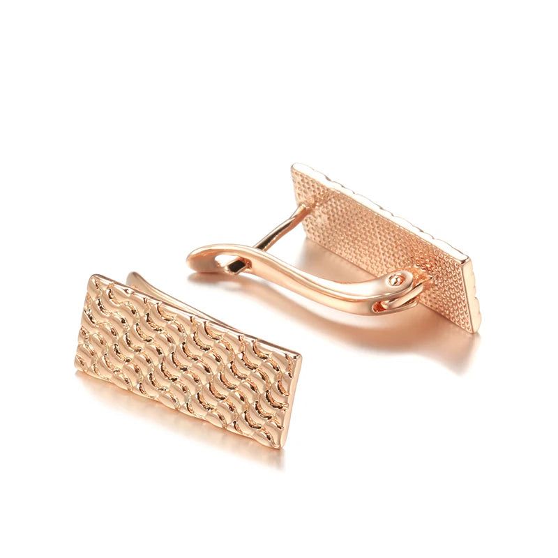 Sleek Rose Gold Square Dangle Earrings - High-Quality Trendy Jewelry