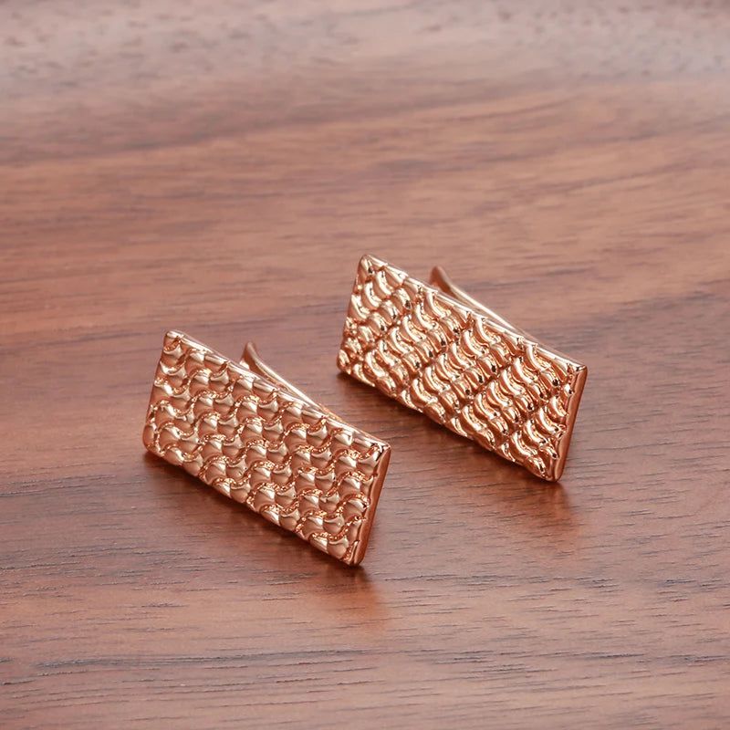 Sleek Rose Gold Square Dangle Earrings - High-Quality Trendy Jewelry