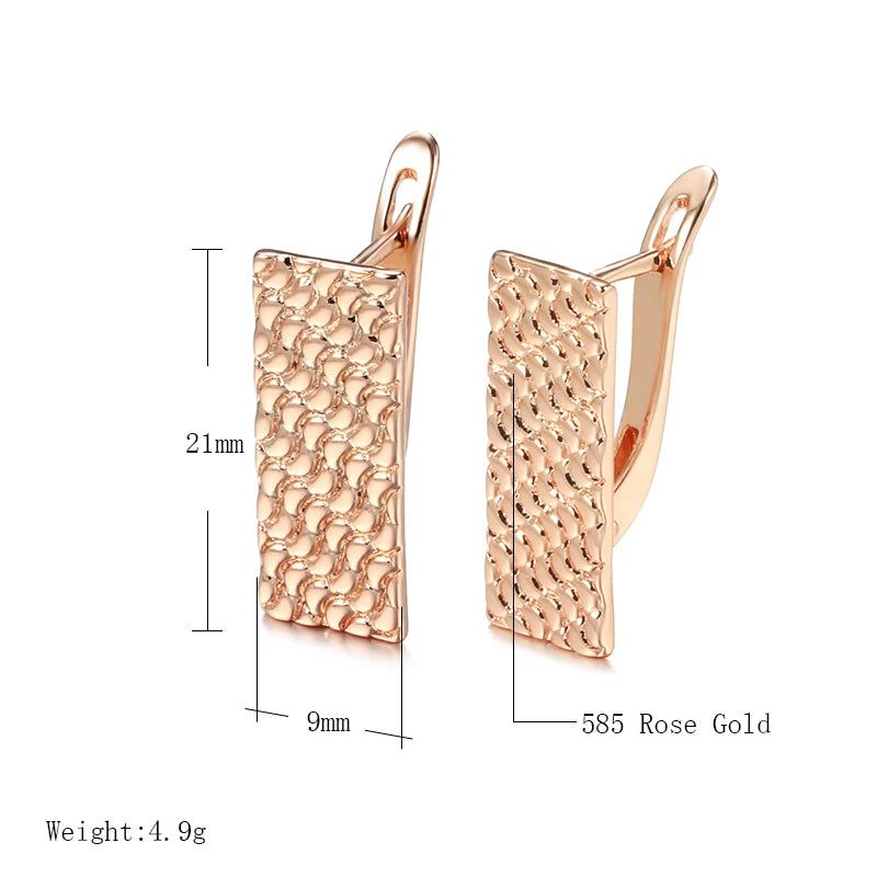 Sleek Rose Gold Square Dangle Earrings - High-Quality Trendy Jewelry