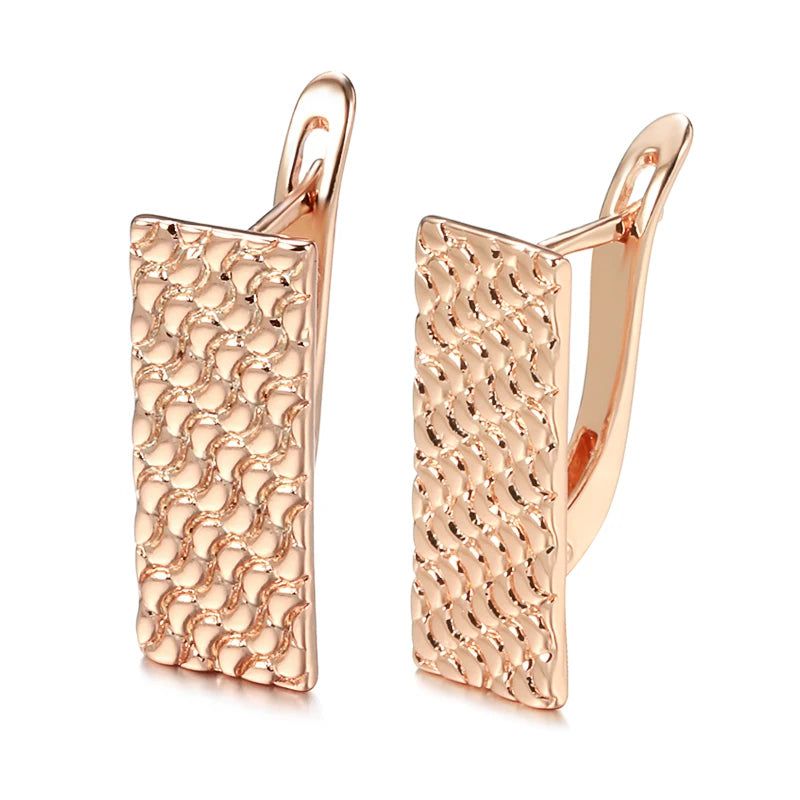 Sleek Rose Gold Square Dangle Earrings - High-Quality Trendy Jewelry