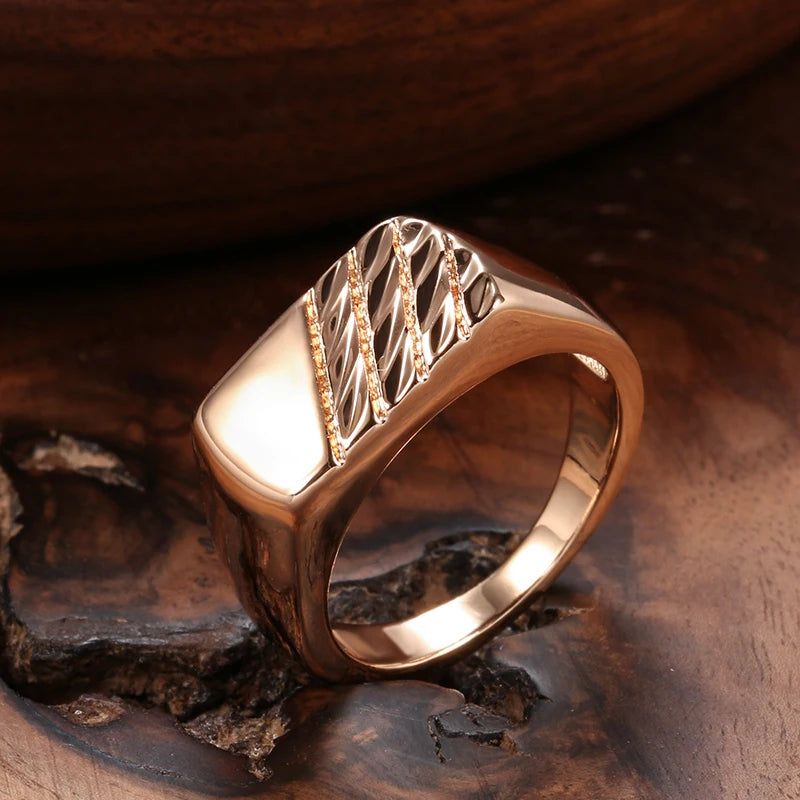 Sleek Rose Gold Square Ring for Men – Stylish High-Quality Jewelry