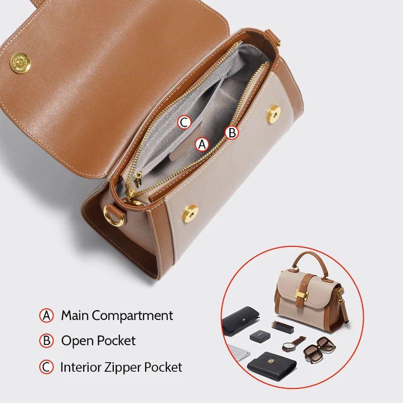 Smart Cowhide Leather Crossbody Bag for Women - Elegant Messenger Handbag for Casual Dating