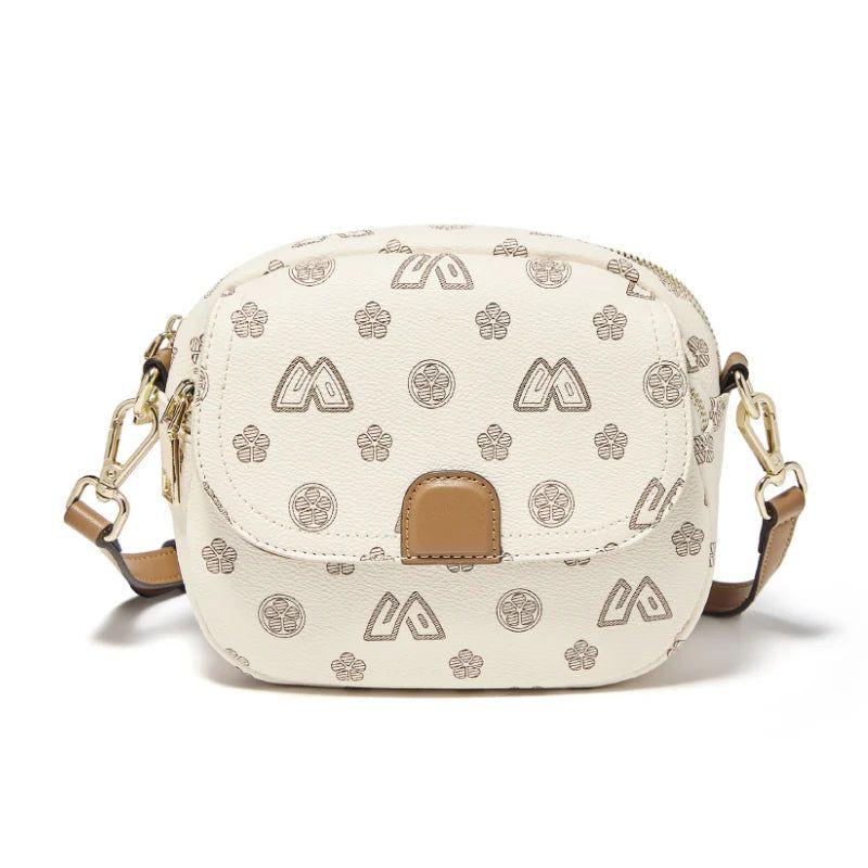 Smart Foxer Monogram Women's Messenger Bag - Stylish PVC Round Shoulder Bag with Dual Zipper Compartments