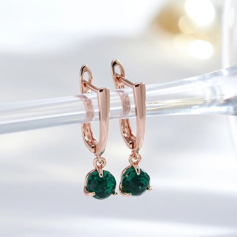 Smart Green Cut Zircon Ball Drop Earrings in 585 Rose Gold - Trendy Fashion Jewelry