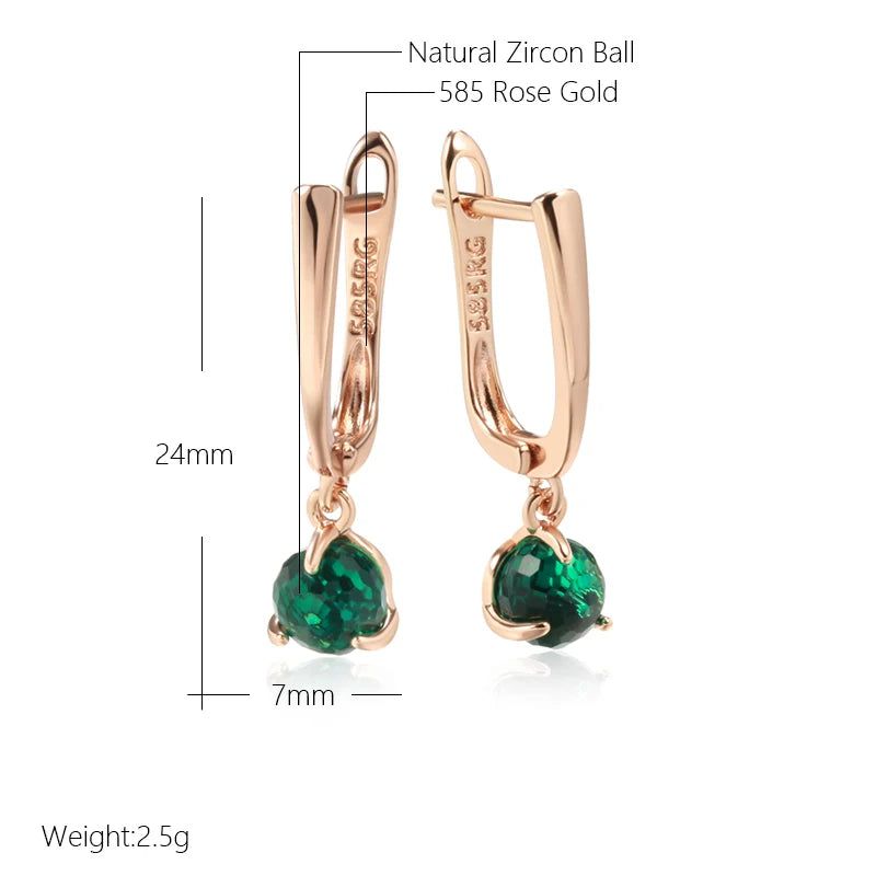 Smart Green Cut Zircon Ball Drop Earrings in 585 Rose Gold - Trendy Fashion Jewelry