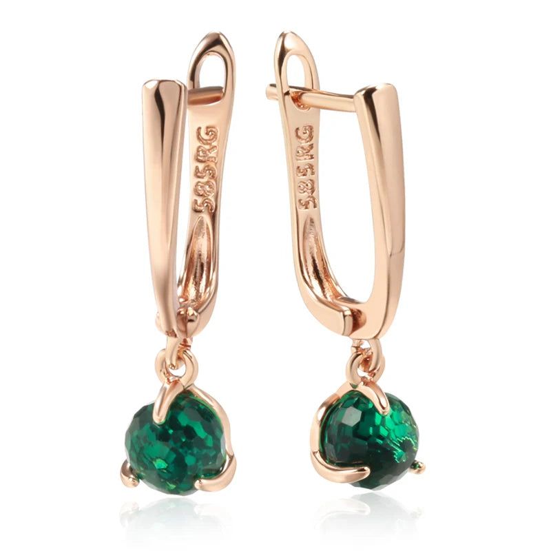 Smart Green Cut Zircon Ball Drop Earrings in 585 Rose Gold - Trendy Fashion Jewelry