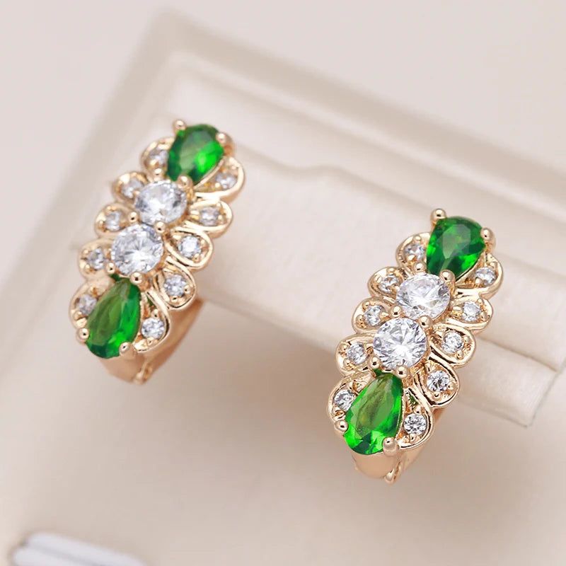 Smart Green Natural Zircon Drop Earrings in 585 Rose Gold - Fashion Jewelry for Every Occasion