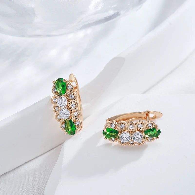 Smart Green Natural Zircon Drop Earrings in 585 Rose Gold - Fashion Jewelry for Every Occasion