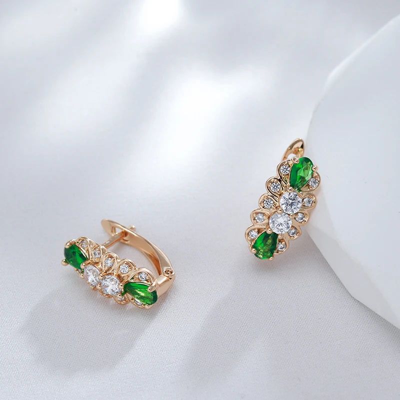 Smart Green Natural Zircon Drop Earrings in 585 Rose Gold - Fashion Jewelry for Every Occasion