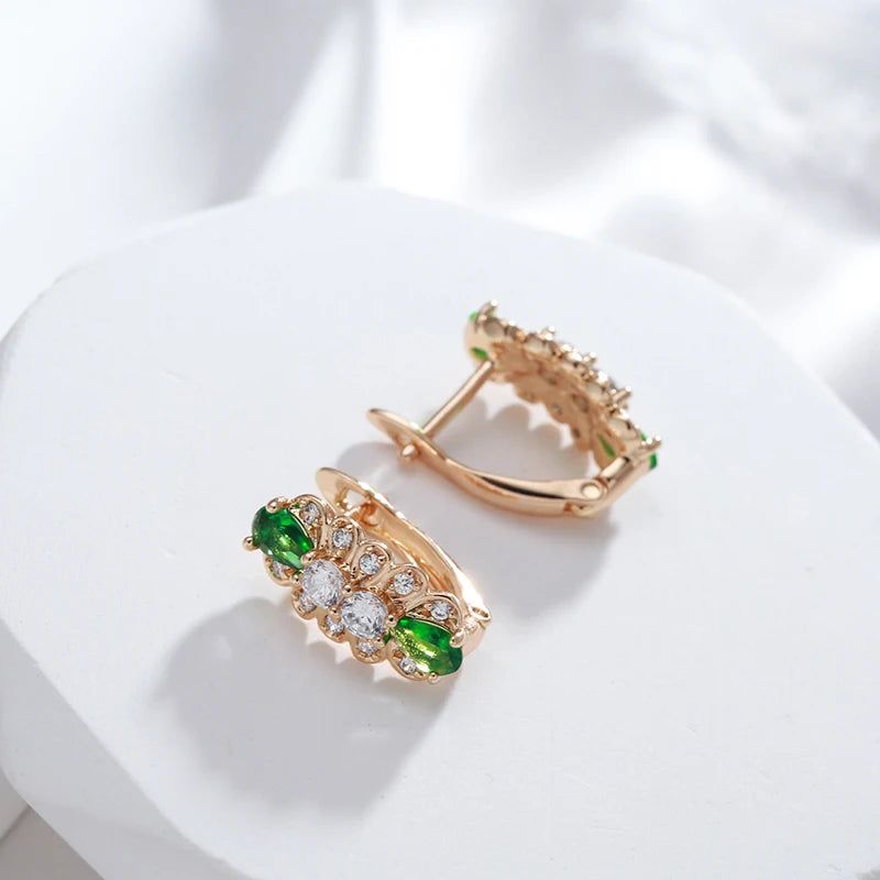 Smart Green Natural Zircon Drop Earrings in 585 Rose Gold - Fashion Jewelry for Every Occasion