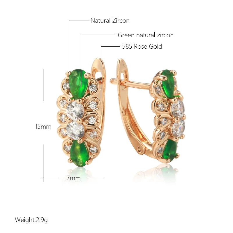 Smart Green Natural Zircon Drop Earrings in 585 Rose Gold - Fashion Jewelry for Every Occasion