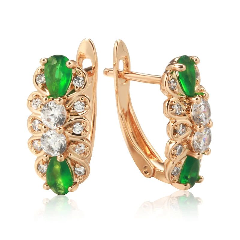 Smart Green Natural Zircon Drop Earrings in 585 Rose Gold - Fashion Jewelry for Every Occasion