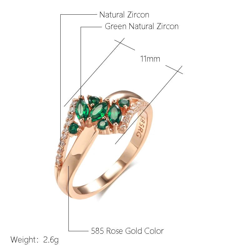 Smart Green Zircon Cocktail Ring in 585 Rose Gold with White Accents