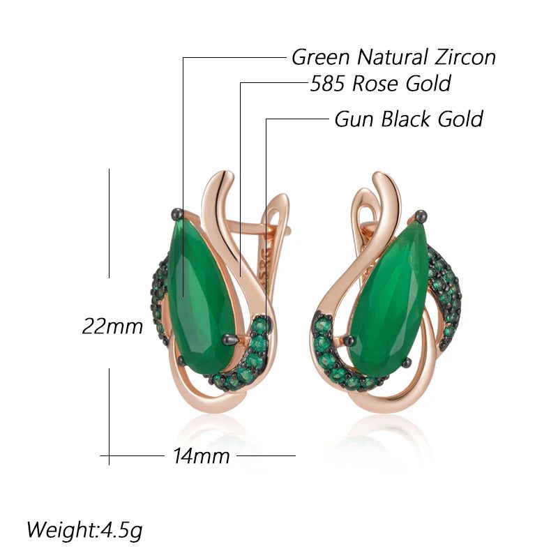 Smart Green Zircon Rose Gold and Black Plated Crystal Flower Earrings