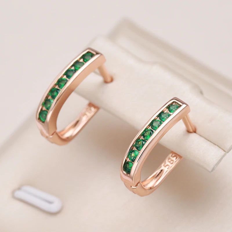 Smart Green Zircon Stud Earrings in 585 Rose Gold - Timeless Jewelry Statement