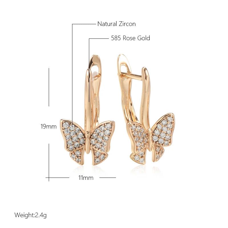 Smart Hollow Butterfly Long Drop Earrings in 585 Rose Gold - Unique Fashion Jewelry