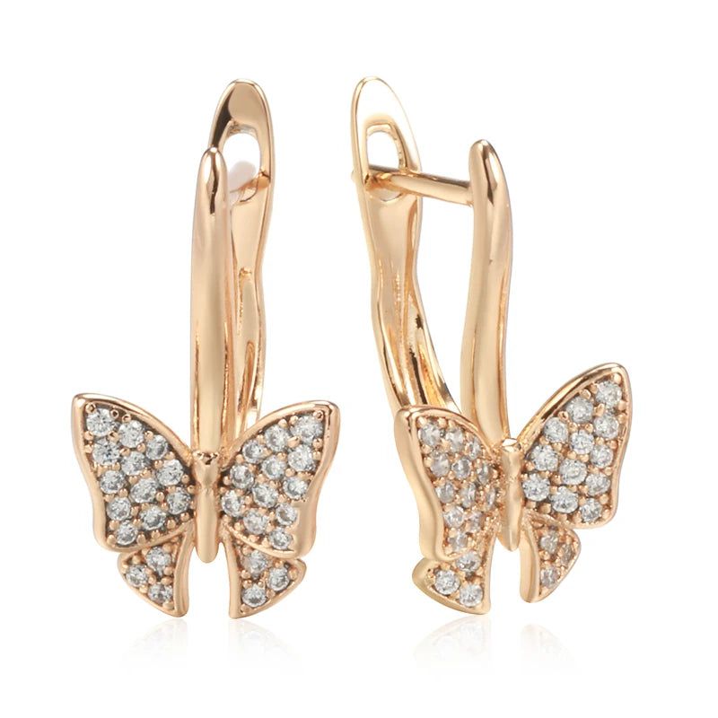 Smart Hollow Butterfly Long Drop Earrings in 585 Rose Gold - Unique Fashion Jewelry