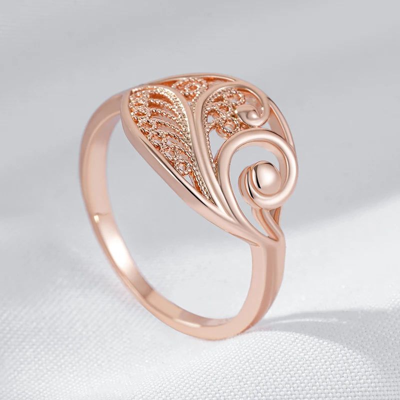 Smart Hollow Floral 585 Rose Gold Bridal Ring - Unique Fashion Jewelry