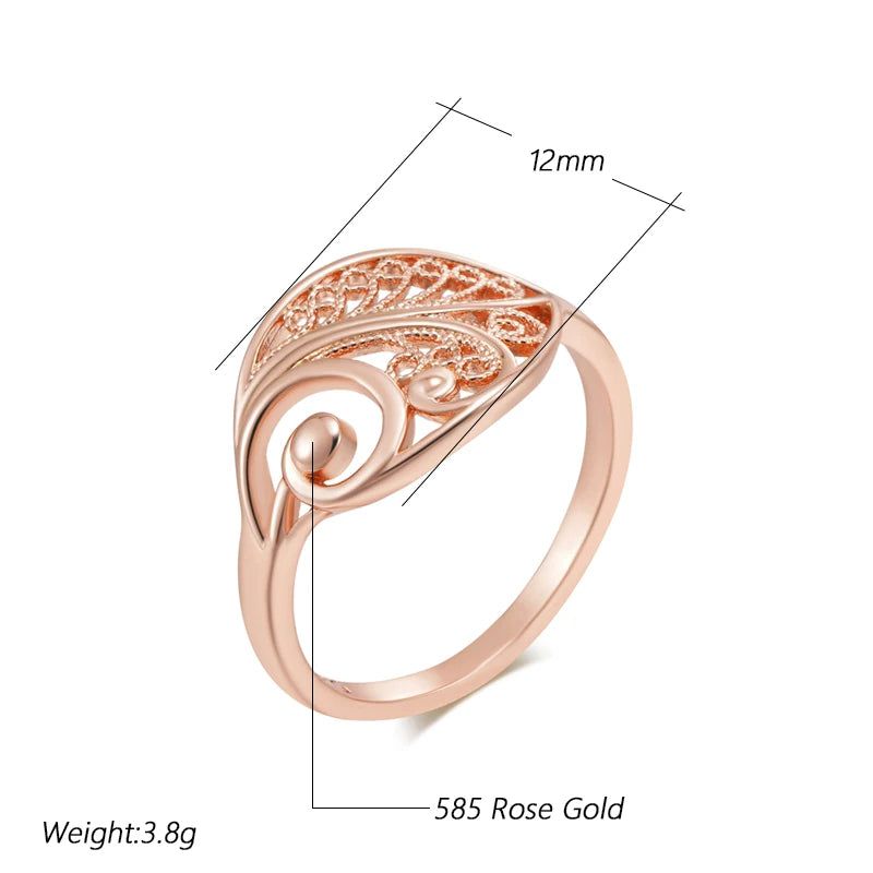 Smart Hollow Floral 585 Rose Gold Bridal Ring - Unique Fashion Jewelry