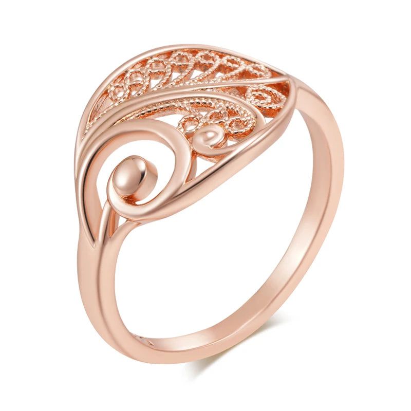 Smart Hollow Floral 585 Rose Gold Bridal Ring - Unique Fashion Jewelry