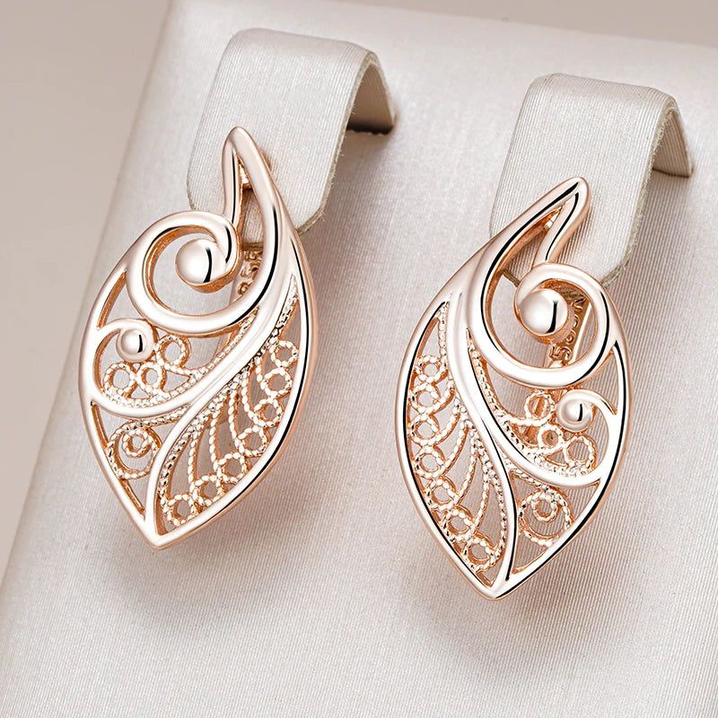 Smart Hollow Floral Design Rose Gold Bridal Earrings - Trendy Drop Jewelry