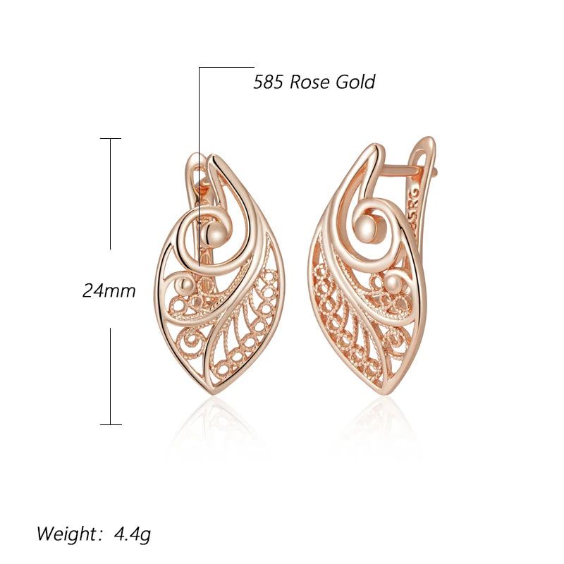 Smart Hollow Floral Design Rose Gold Bridal Earrings - Trendy Drop Jewelry