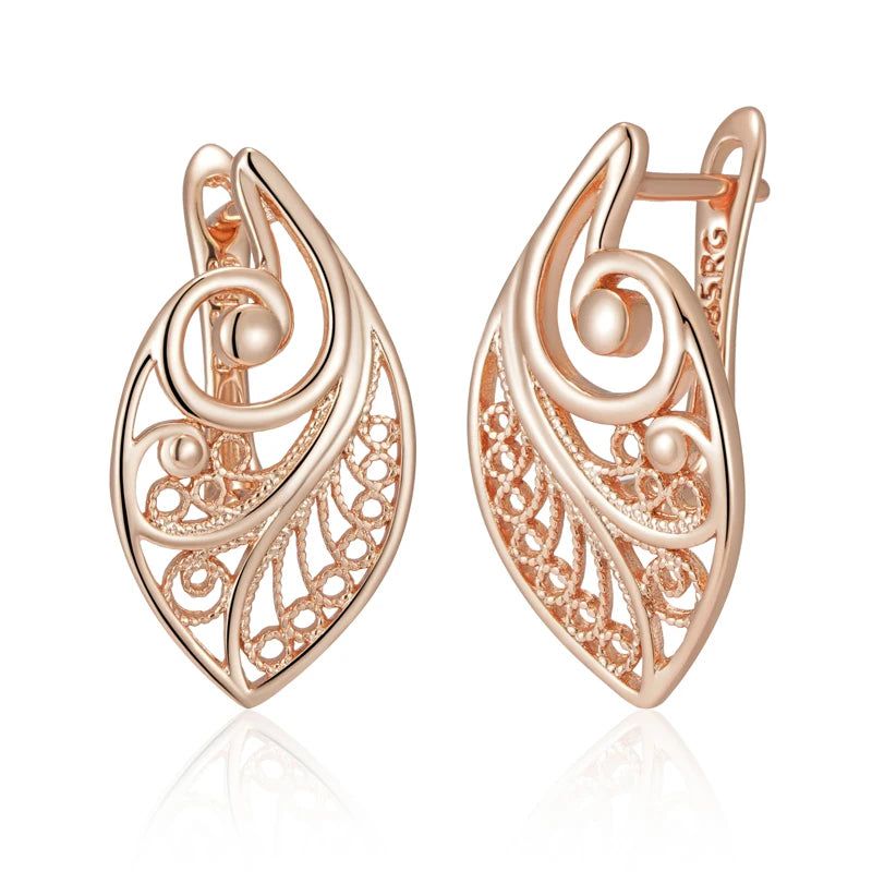 Smart Hollow Floral Design Rose Gold Bridal Earrings - Trendy Drop Jewelry