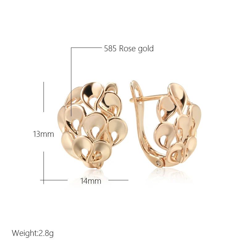 Smart Hollow Floral Drop Earrings in 585 Rose Gold - Trendy Bridal Jewelry