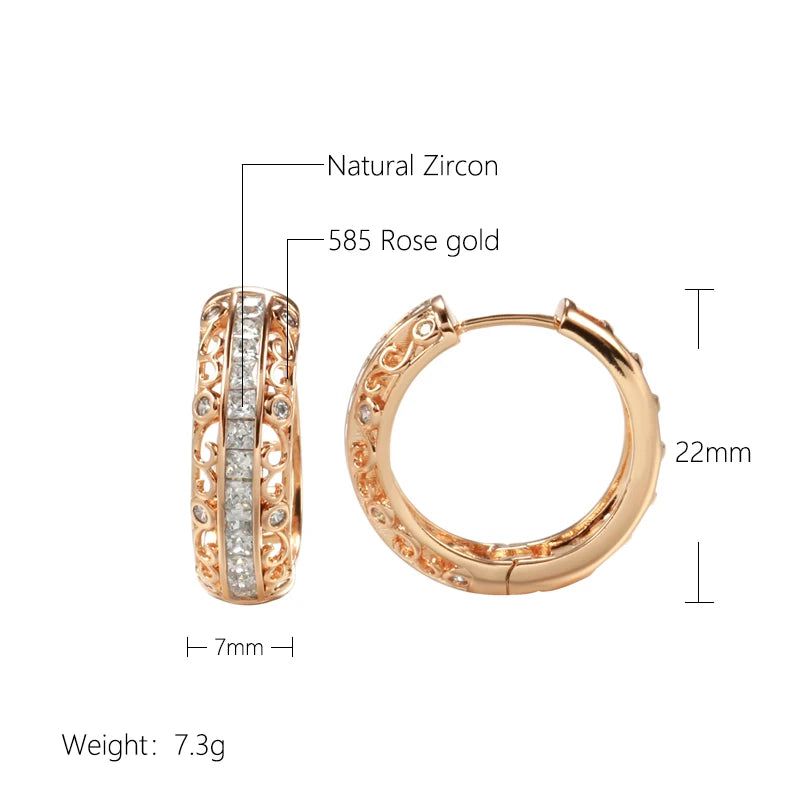 Smart Hollow Flower Dangle Earrings in 585 Rose Gold with Natural Zircon