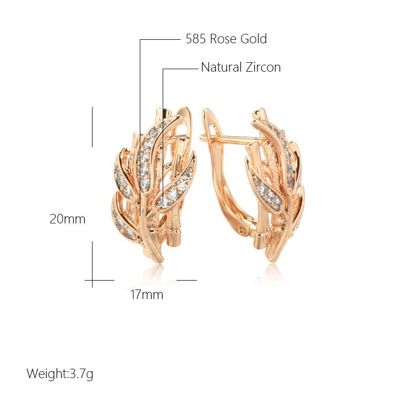 Smart Hollow Leaf Drop Earrings in 585 Rose Gold - Unique and Romantic Fashion Jewelry