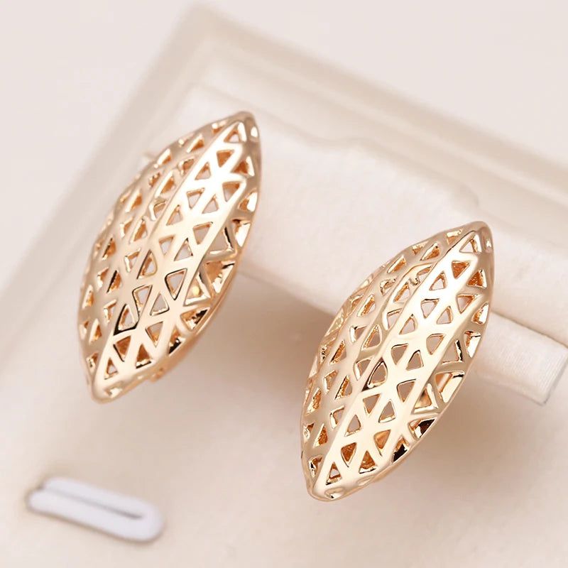 Smart Hollow Rhombus Drop Earrings in 585 Rose Gold for Bridal Bliss