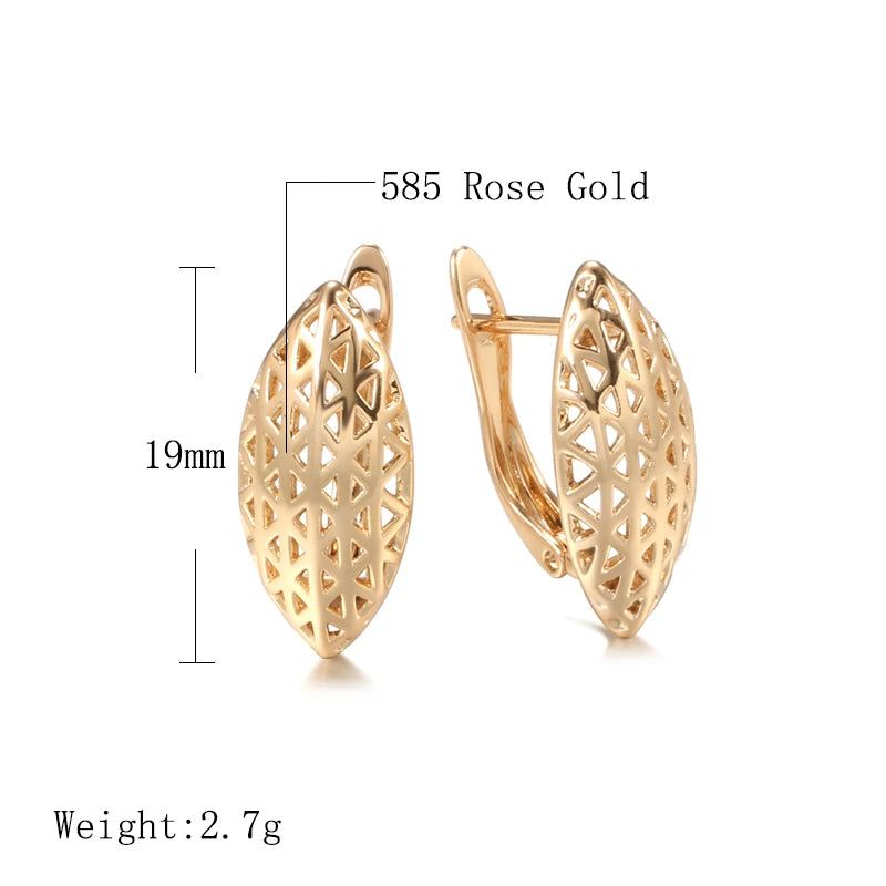 Smart Hollow Rhombus Drop Earrings in 585 Rose Gold for Bridal Bliss