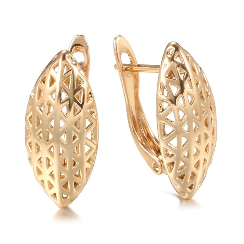 Smart Hollow Rhombus Drop Earrings in 585 Rose Gold for Bridal Bliss