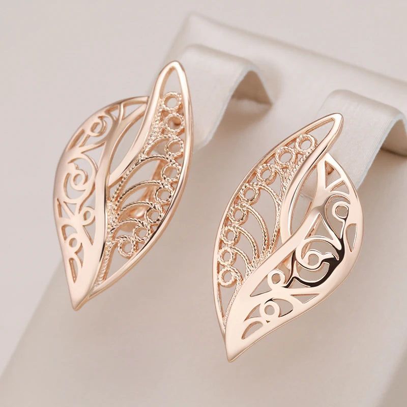 Smart Hollow Rose Gold Bridal Drop Earrings - Unique Fashion Jewelry