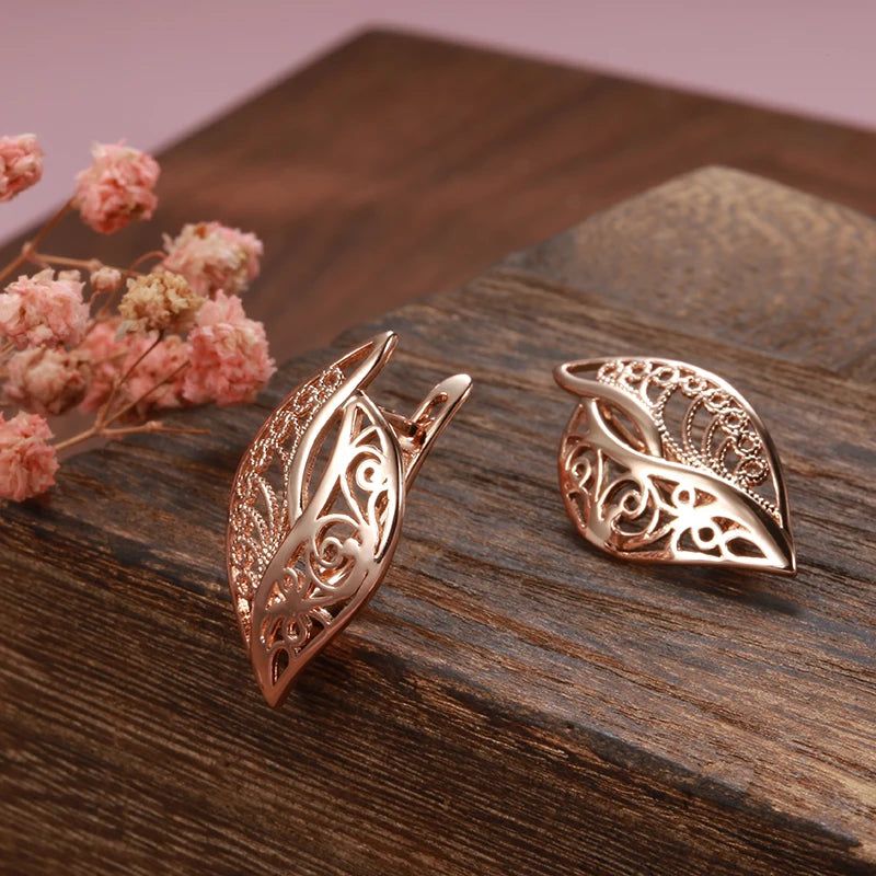 Smart Hollow Rose Gold Bridal Drop Earrings - Unique Fashion Jewelry