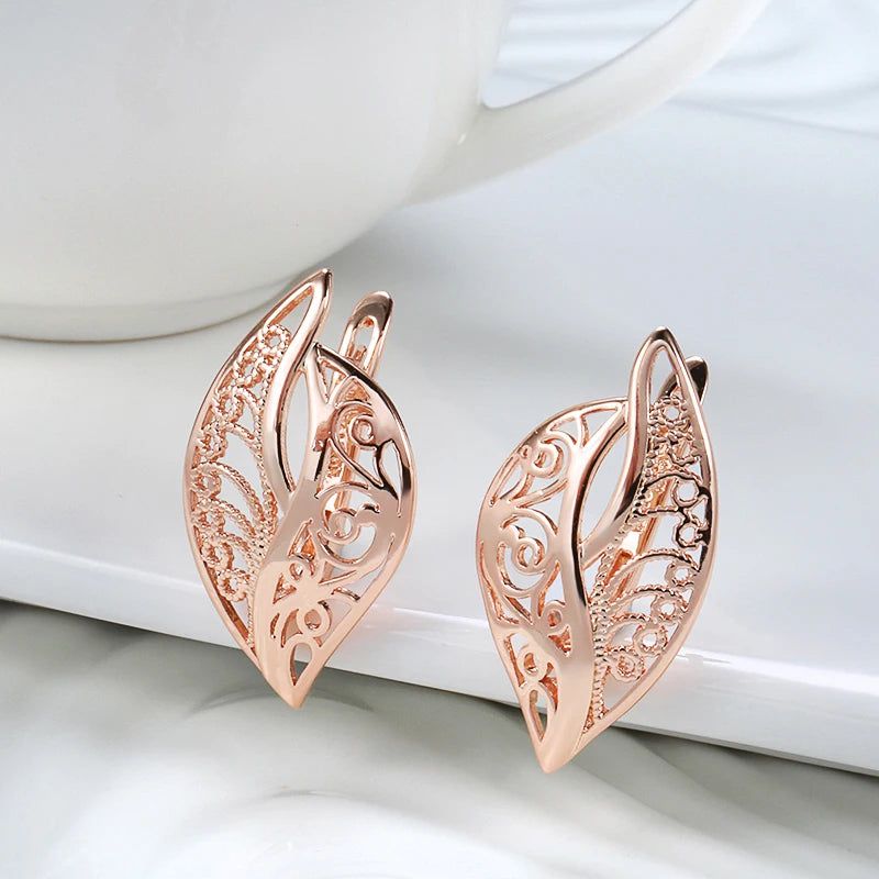 Smart Hollow Rose Gold Bridal Drop Earrings - Unique Fashion Jewelry