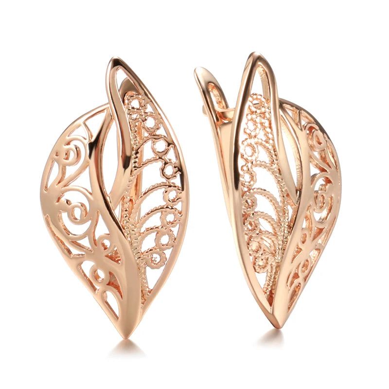 Smart Hollow Rose Gold Bridal Drop Earrings - Unique Fashion Jewelry