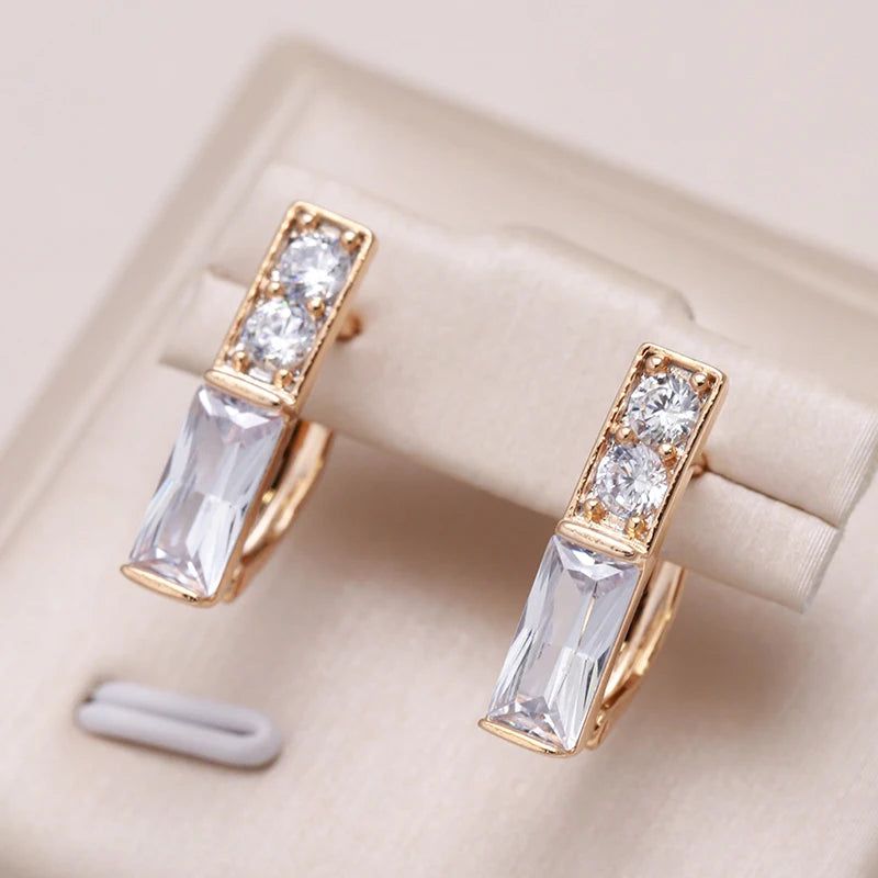 Smart Vintage-Inspired 585 Rose Gold Crystal Drop Earrings with Natural Zircon