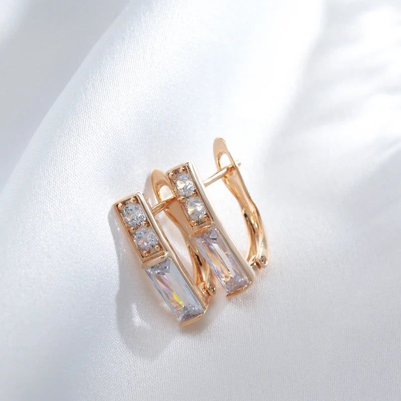 Smart Vintage-Inspired 585 Rose Gold Crystal Drop Earrings with Natural Zircon