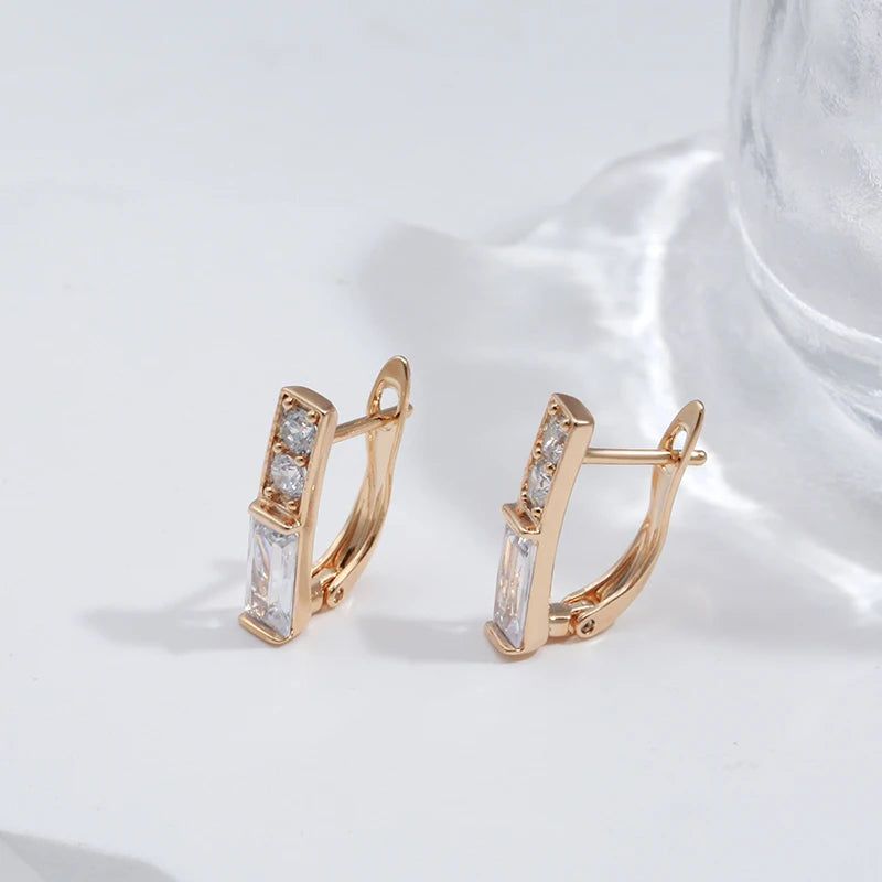 Smart Vintage-Inspired 585 Rose Gold Crystal Drop Earrings with Natural Zircon