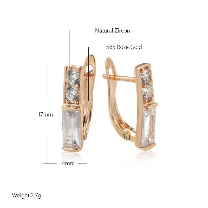 Smart Vintage-Inspired 585 Rose Gold Crystal Drop Earrings with Natural Zircon