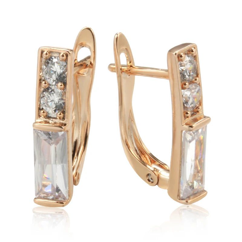 Smart Vintage-Inspired 585 Rose Gold Crystal Drop Earrings with Natural Zircon