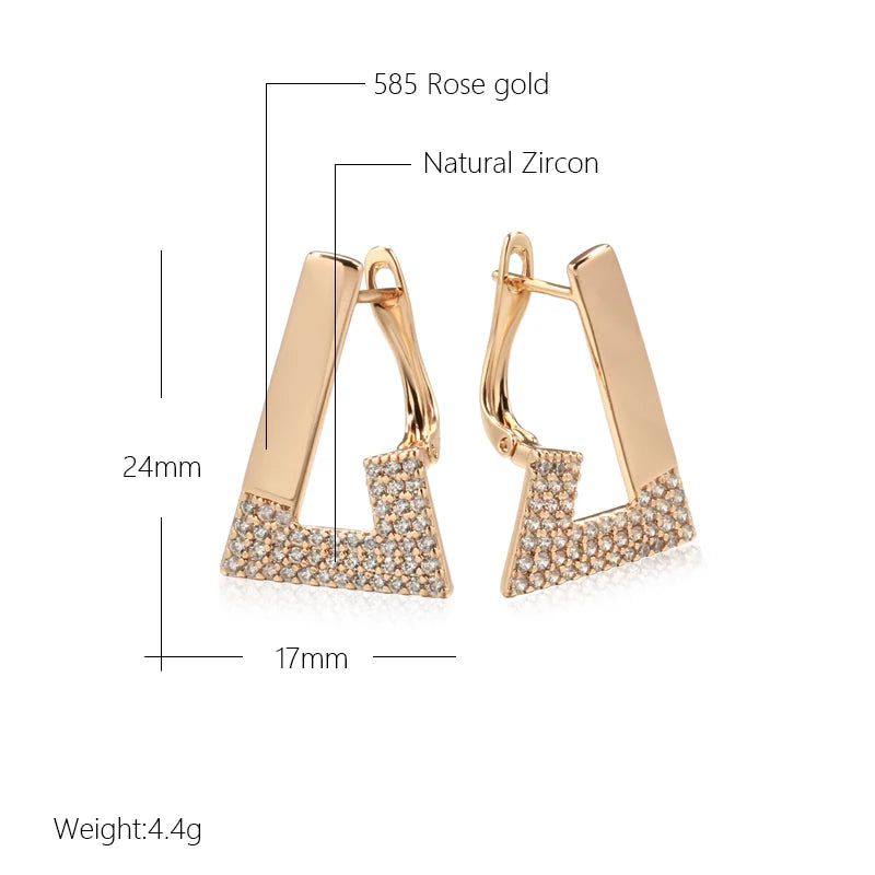 Smart Vintage-Inspired 585 Rose Gold Geometric Drop Earrings with Cubic Zirconia